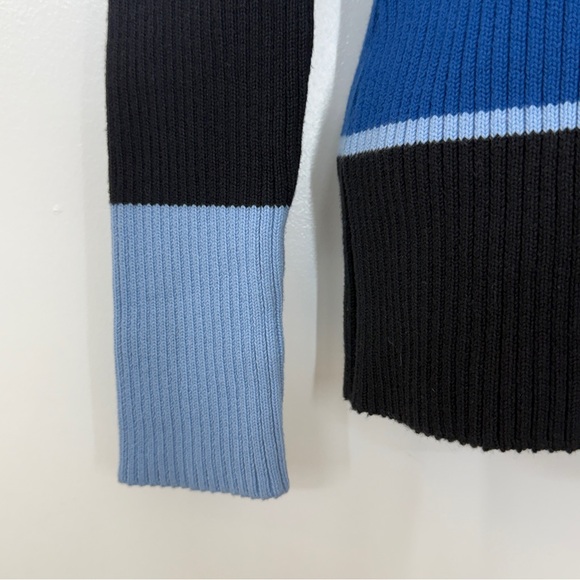 White House Black Market blue and black ribbed sweater Women's Size S - Picture 6 of 10